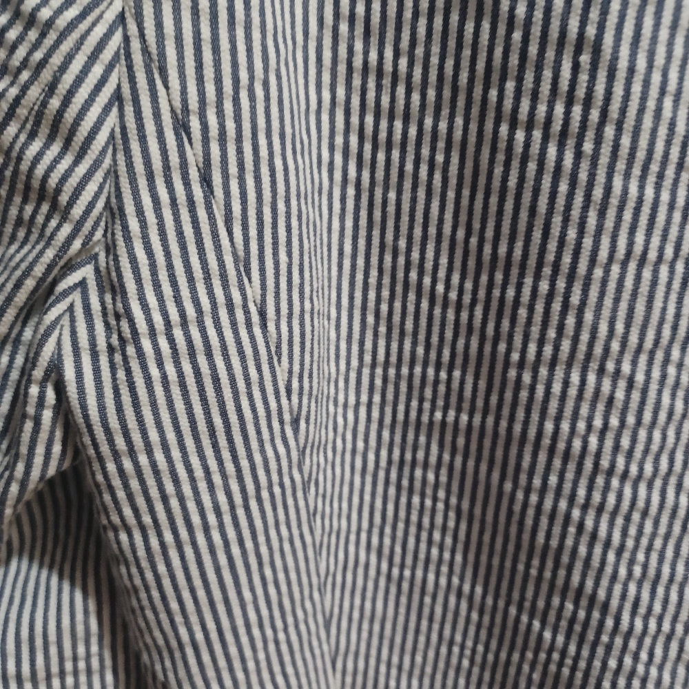 BRITISH KHAKI BLUE WHITE STRIPE SEERSUCKER COTTON BLAZER NWT SIZE MEDIUM - Picture 10 of 16